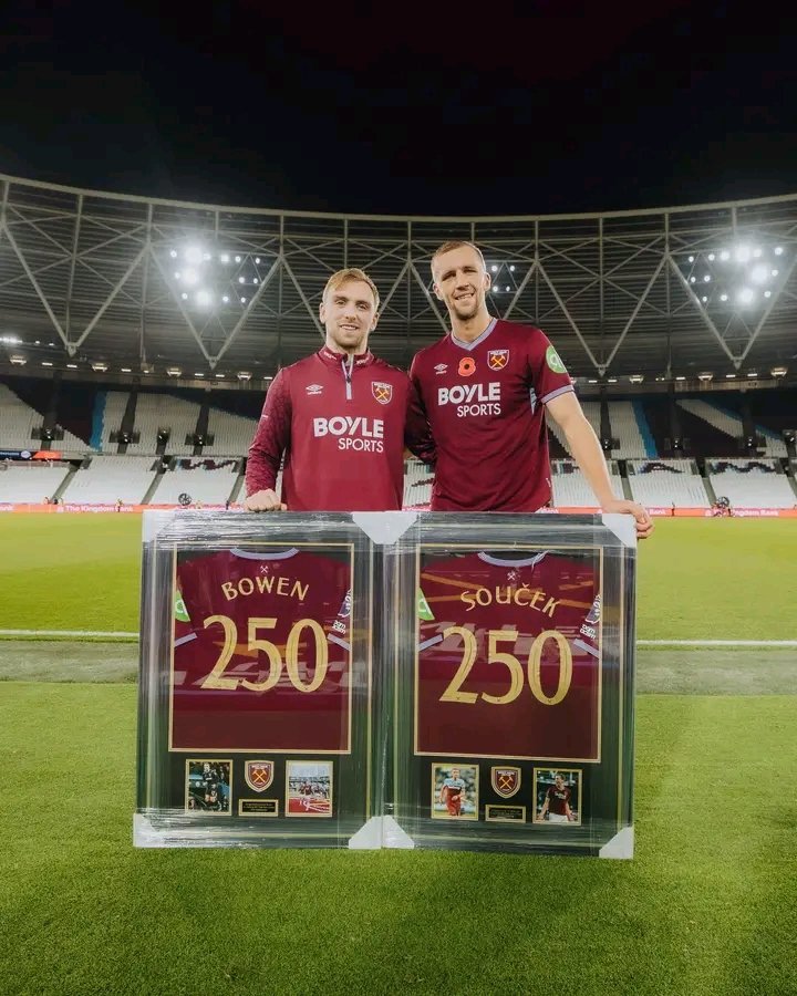 Hammers Heroes: Bowen and Souček Honoured for 250 West Ham Appearances Congratulations
