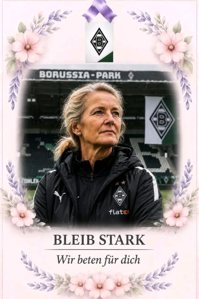 Ganz Borussia Mönchengladbach steht hinter Regina Weitz – Fans senden ein starkes Zeichen Bei Borussia Mönchengladbach steht die Gemeinschaft derzeit ganz besonders im Mittelpunkt. Fans, Wegbegleiter und Vereinsanhänger zeigen ihre Verbundenheit mit Regina Weitz und senden eine Botschaft, die weit über den Fußball hinausgeht: Niemand soll in schwierigen Momenten allein sein. Vor dem Vereinsumfeld versammeln sich Menschen mit Kerzen, persönlichen Nachrichten und Worten der Ermutigung. Die Bilder vermitteln ein eindrucksvolles Gefühl von Zusammenhalt. Es geht nicht um Ergebnisse, Tabellenplätze oder sportliche Schlagzeilen, sondern um Menschlichkeit, Respekt und die Anerkennung für eine Frau, die mit Leidenschaft und Engagement ihren Weg bei Borussia Mönchengladbach gegangen ist. Regina Weitz wird von vielen Anhängern als eine Persönlichkeit wahrgenommen, die neue Impulse gesetzt und Perspektiven eröffnet hat. Ihr Auftreten, ihre Energie und ihre Nähe zu den Menschen im Verein haben bei zahlreichen Fans einen bleibenden Eindruck hinterlassen. Für sie ist Weitz längst mehr als eine Trainerin oder Verantwortliche – sie steht für Mut, Leidenschaft und die Bereitschaft, neue Wege zu gehen. Die Kerzen der Fans symbolisieren dabei Hoffnung und Zuversicht. Jede einzelne Botschaft erzählt von Dankbarkeit und Verbundenheit. „Wir stehen hinter dir“ lautet die zentrale Aussage, die immer wieder zu spüren ist. Gerade in emotional schwierigen Situationen zeigt sich, wie stark die Verbindung zwischen einem Verein und seinen Menschen sein kann. Borussia Mönchengladbach ist bekannt für seine leidenschaftliche Anhängerschaft. Die Fans identifizieren sich nicht nur mit dem Fußball auf dem Rasen, sondern auch mit den Persönlichkeiten, die den Verein prägen. Wenn eine dieser Personen Unterstützung benötigt, entsteht eine besondere Form der Solidarität. Regina Weitz hat nach Ansicht ihrer Unterstützer gezeigt, dass Führung nicht ausschließlich durch Entscheidungen und taktische Konzepte definiert wird. Führung bedeutet auch, Verantwortung zu übernehmen, Menschen mitzunehmen und in schwierigen Augenblicken Haltung zu bewahren. Genau diese Eigenschaften verbinden viele Fans mit ihrem Namen. Die aktuellen Zeichen der Unterstützung machen deutlich, welchen Stellenwert sie bei vielen Menschen besitzt. Zwischen Kerzenlicht, stillen Gebeten und persönlichen Botschaften entsteht ein Moment, der von Respekt und Hoffnung geprägt ist. Für die Anhänger von Borussia Mönchengladbach ist Regina Weitz damit eine Anführerin, eine Wegbereiterin und ein prägender Teil ihrer Vereinsgeschichte. Unabhängig davon, was die Zukunft bringt, soll eines klar bleiben: Die Fans vergessen nicht, wer ihnen Mut gemacht und neue Perspektiven eröffnet hat. Und so lautet die Botschaft aus Mönchengladbach an diesem emotionalen Moment ganz deutlich: Ganz Borussia steht hinter Regina Weitz. 🔴⚪