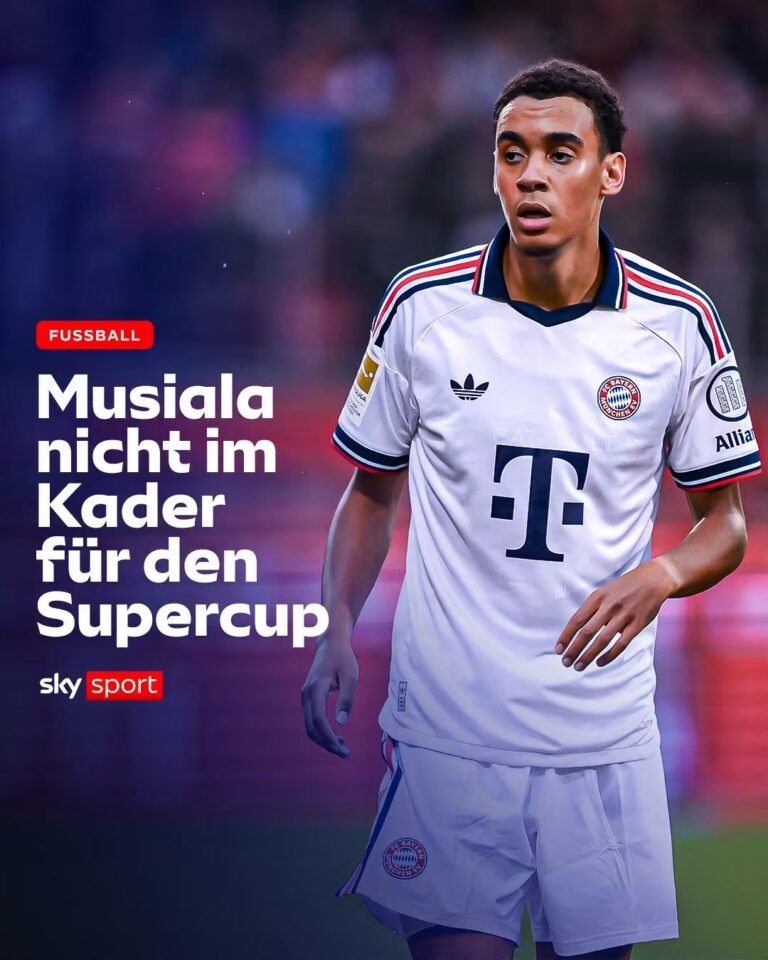 🚨💔VOR 20 minuten: Laut “tz” und “Bild” wird Jamal Musiala am Samstag im Franz-Beckenbauer-Supercup gegen Borussia Dortmund nicht im Bayern-Kader stehen. ❌