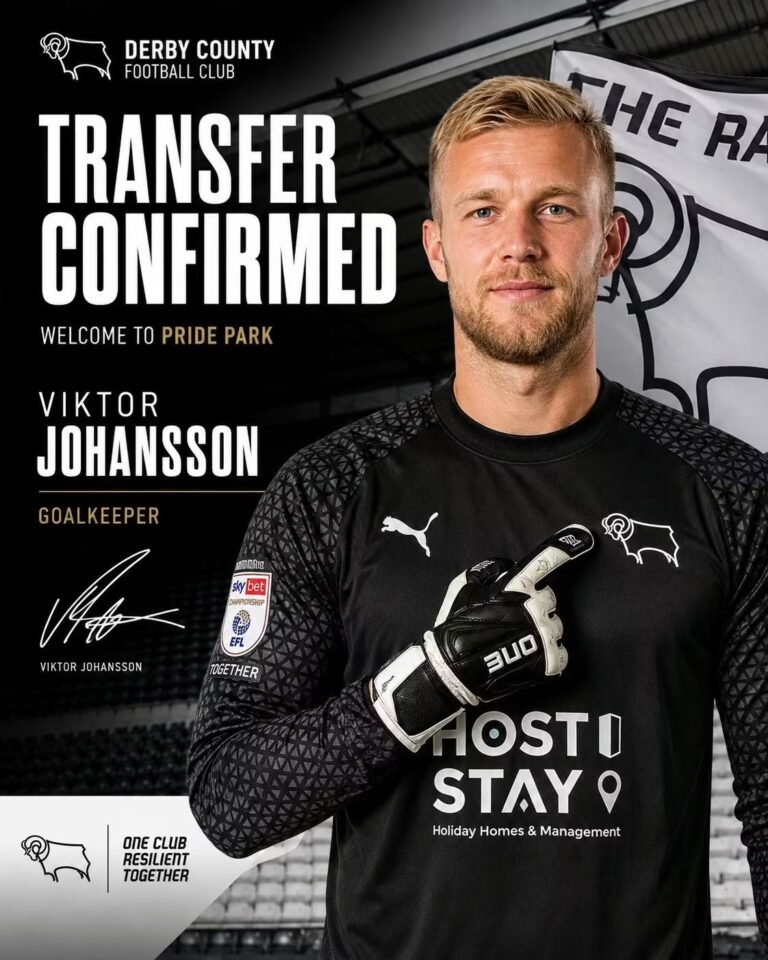 TRANSFER CONFIRMED: Derby county announces the signing of their new goalkeeper, Viktor Johansson from … See more