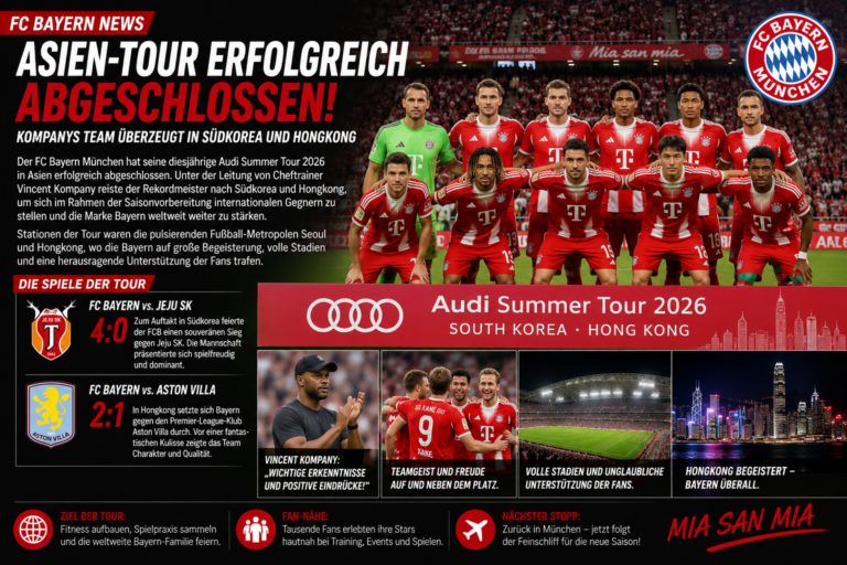 🔴⚪ Bayern beendet Asien-Tour: Kompany zieht wichtige Erkenntnisse für die neue Saison